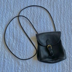 Vintage black leather pouch purse with buckle